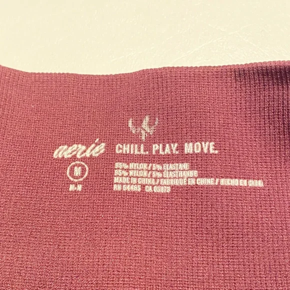 American Eagle Outfitters Aerie Maroon Cropped Leggings Floral Laser Cut medium - Picture 10 of 13